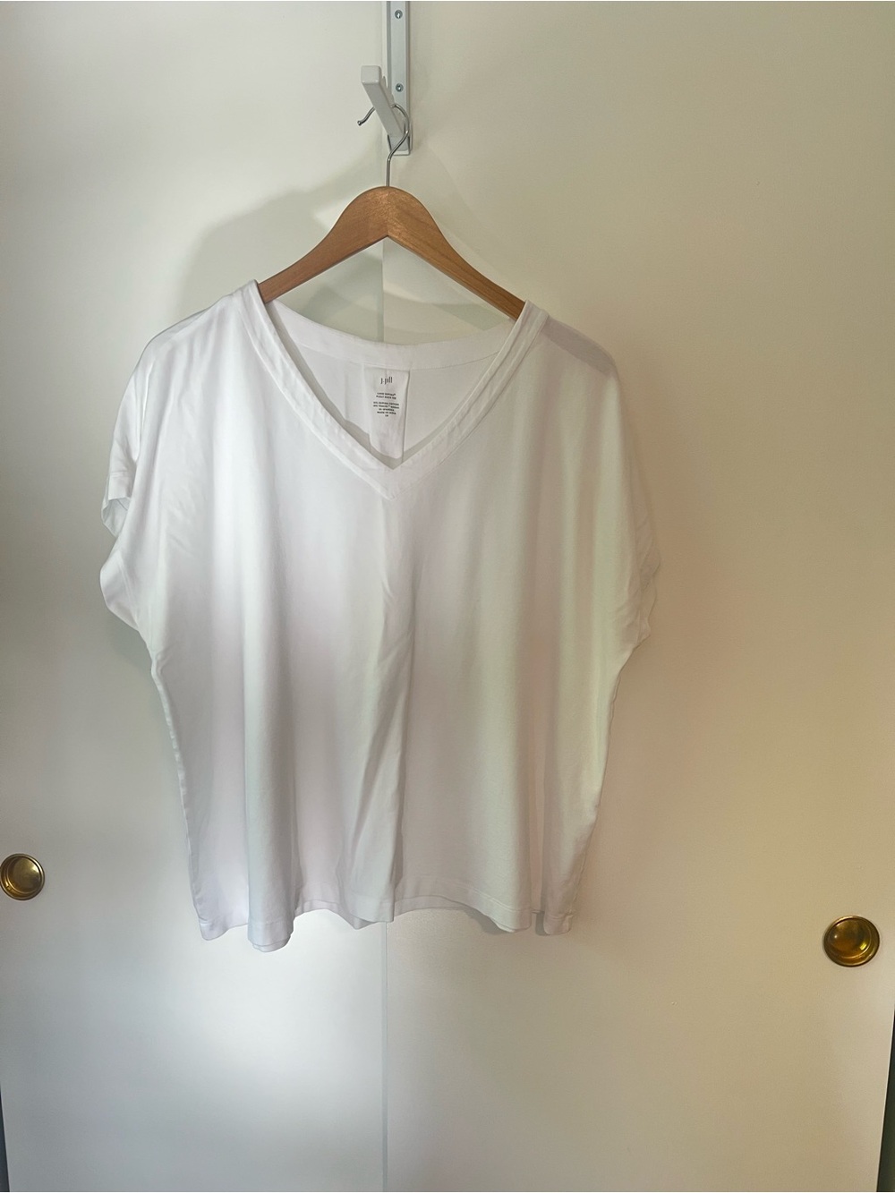 J. Jill White Relaxed V-Neck Short Sleeve Supima Cotton Tee 2X